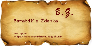 Barabás Zdenka névjegykártya